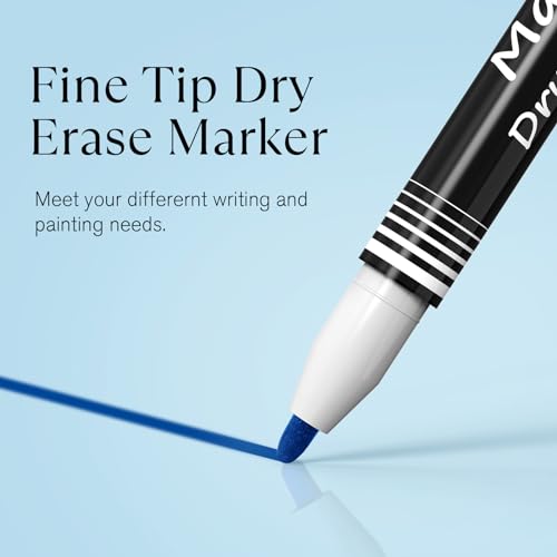 Image of MaxGear Dry Erase Markers Fine Tip with Eraser, Assorted Color Magnetic Whiteboard Markers Erasable Fine Point Low Odor for White Board, School Supplies for Classroom, Home, Office, 8 Count