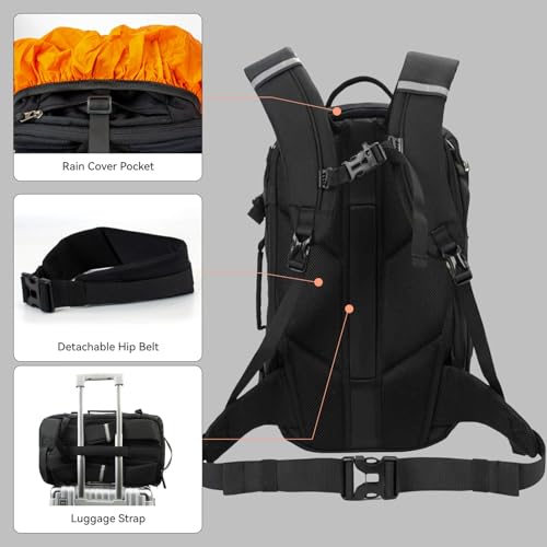 Image of Vacuum Travel Backpack 60L with Air Pump Vacuum Water Resistant Air Compression System Carry On Suitcase Luggage with Rain Cover Black