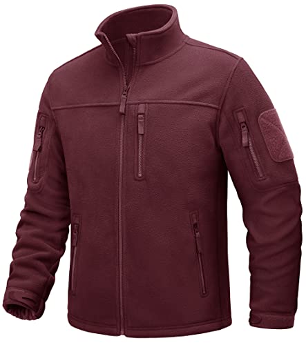 TACVASEN Men's Tactical Jackets Winter Full Zip Fleece Hiking Hunting Coat with Multi Pockets Wine Red, M TACVASEN Men's Tactical Jackets Winter Full Zip Fleece Hiking Hunting Coat with Multi Pockets Wine Red, M