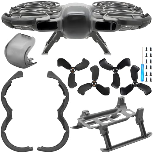 Craznick Neo 2 Drone Accessories Set - 4Pcs Kit with Propellers Foldable Landing Gear Camera Lens Cover Low Noise Blades Anti-Collision Ring Gimbal Protector for DJI Neo 2 Drone