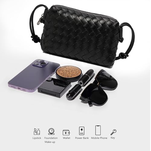 Woven Crossbody Bags For Women, Small Handmade Purse Clutch Shoulderbag Handbag Vegan Leather Zipper Closure Bags2
