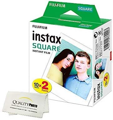 Instax Square Instant Film - 20 Exposures - for use with The Fujifilm instax Square Instant Camera + Quality Photo Microfiber Cloth