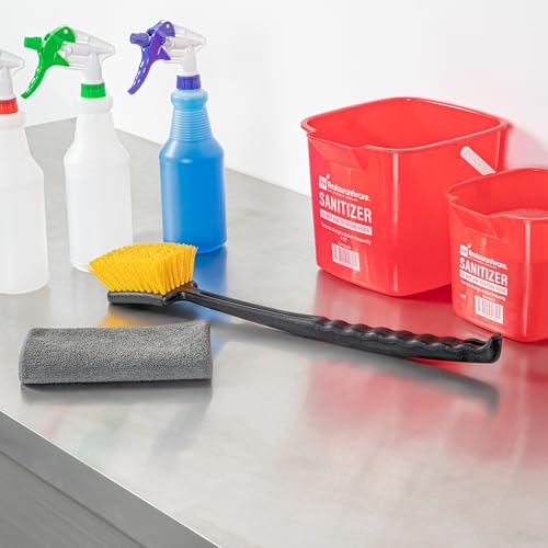 Image of Restaurantware Heavy-Duty Scrub Brush 1 Count 20Inch Plastic Handle - Industrial Utility Cleaning Brush with Ergonomic Grip - Stiff Yellow Bristles for Commercial Kitchen Or Tire Cleaning