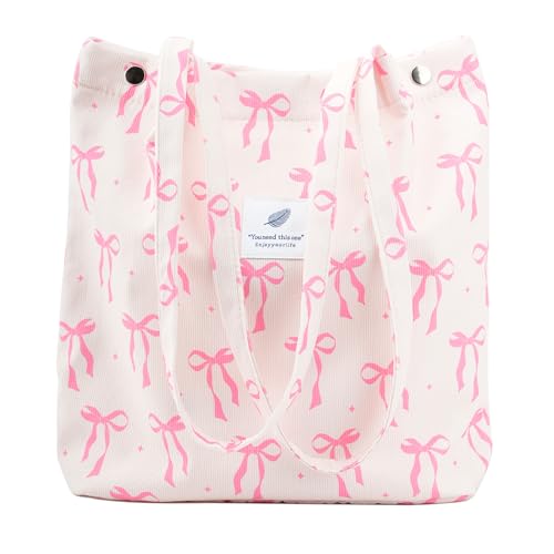 Image of Corduroy Tote Bag Cute Tote Bags for Women Shoulder Bag with Inner Pocket for Work Beach Travel and Shopping Grocery