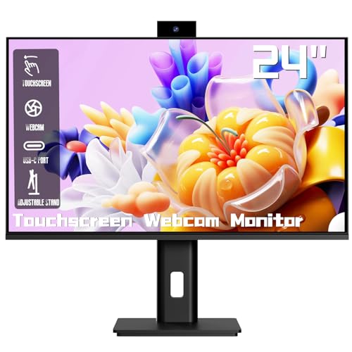 Pisichen 24 Inch Touchscreen Monitor, IPS FHD1920x1080P PC Display with Camera,...