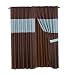 Luxury Embroidered Curtain Set. 4 Piece Drapes with Backing & Tie Backs (Aqua Blue&Brown)