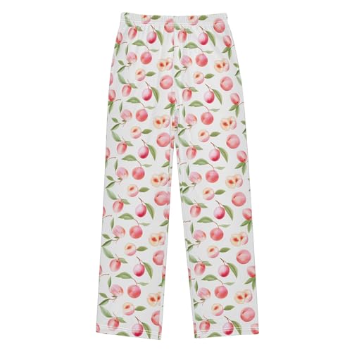 Fruit Peach Long Pajama Pants Elastic Waist PJ Bottoms with Pockets S A1131132
