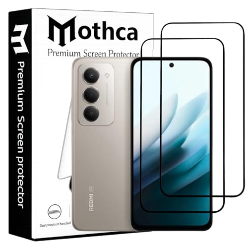Image of Mothca Gorilla Tempered Glass Screen Protector for Redmi 15 | Black | Pack of 2 | Edge-to-Edge Coverage | Scratch Resistant | Easy Installation Kit