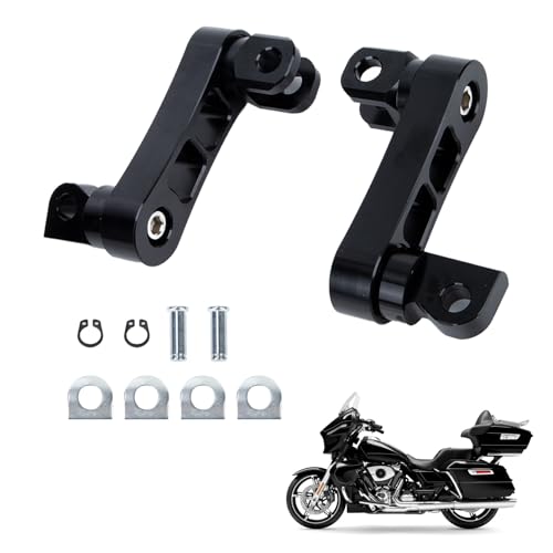 Motorcycle Foot Peg Brackets - PSLER footrest brackets Adjustable Passenger Foot Pegs Extension Bracket Compatible with Sportster Dyna Softail Touring Road King Street Glide Road Glide, 1 Pair