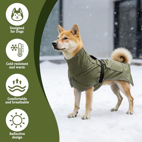 VGECEE Hundemantel Wasserdicht Winter Reflektierende Hundejacke Hundemantel Winter mit Verstellbarem Verschluss Reflektierende Jacke Hund Winterjacke aus Fleece, für Mittlere Hunde Regenmantel