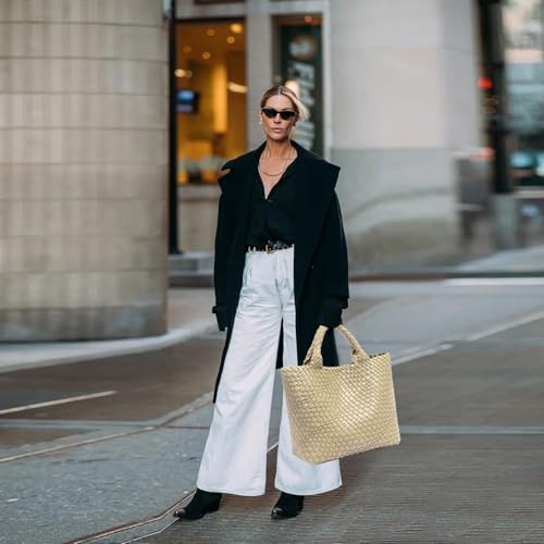 Image of JINMANXUE Fashion Woven Bag Shopper Bag Travel Handbags and Purses Women Tote Bag Large Capacity Shoulder Bags