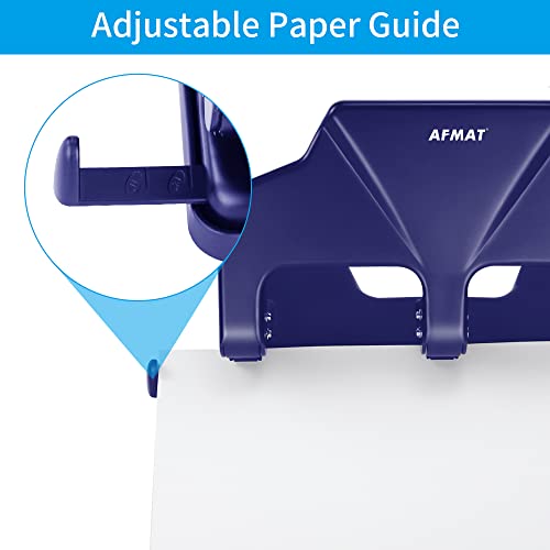 Image of AFMAT 3 Hole Punch Heavy Duty, 40-Sheet Three Hole Punch, 50% Reduced Effort, 3 Hole Puncher for Binder w /Large Chip Tray, 9 /32 inch Holes Diameter, Metal Paper Puncher for Home /Office /School, HP15