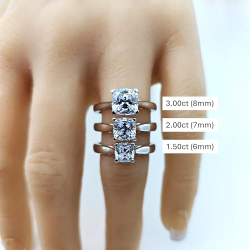 NANA Jewels 1to4ct Simulated Diamond Engagement ring Round-Princess-Cushion-Asscher Solitaire Lucita Cz & Silver4