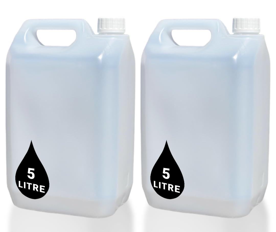 Powerchem White 2 X 5L Jerry Can Bottle Container + 38Mm Tamper Evident Cap - For Storage Of Liquids Chemicals Food Stuff Fuel Natural