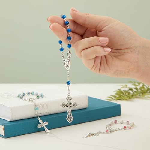image for Juvale Rosary Bracelets for Women & Men - 24 Pack, 6mm Glass Beads, 8 