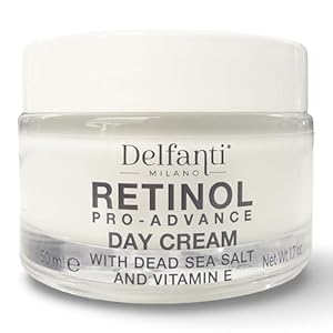 Delfanti-Milano, Retinol Pro Advance Day Cream with Dead Sea Salts and Vitamin B, Anti Aging Moisturizer for Face and Neck, Made in Italy, 1.7 oz 50 mL