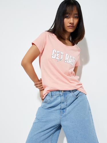 Image of Max Women's Cotton Regular Fit URB N Graphic Printed T-Shirt - Pack of 2