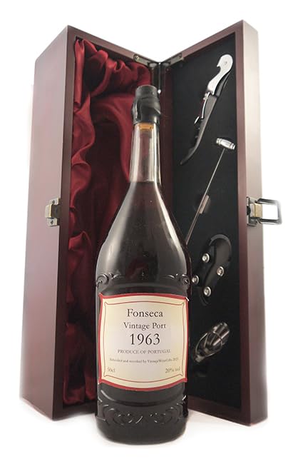 Fonseca Vintage Port 1963 (Decanted Selection) 50cls in a silk lined wooden box with four wine accessories, 1 x 500ml