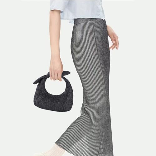 Image of Huralona Women Straw Woven Clutch Purse Pleated Handbag for Summer Beach Vacation Straw Shoulder Crossbody Bag