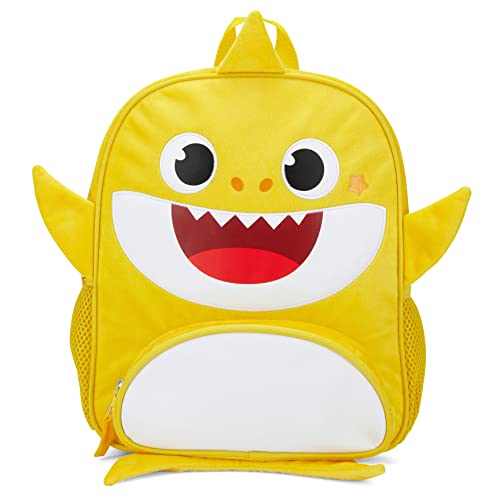 AI ACCESSORY INNOVATIONS Baby Shark 12" Backpack for Girls & Boys, Plush with 3D Fins & Appliques, Adjustable Straps & Padded Back, Lightweight Travel Bag for Kids