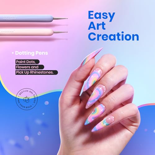 Beetles Gel Polish Nail Art Brushes, 6 Pcs Fingernail Art Design Pens, Wood Alloy Handle, Dotting Pen Clean Up Liner French Nail Brush Set, DIY Manicure Tools Gift for Women - Image 6