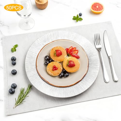 Juego de 50 Platos Redondos Decorativos Reutilizables 12.99 in miniatura 2