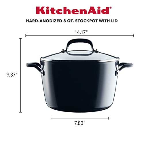 KitchenAid Hard Anodized Nonstick Stockpot with Lid, 8 Quart, Onyx Black - Image 3
