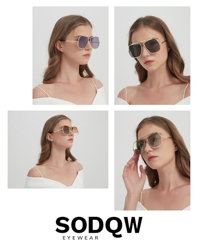 SODQW Oversized Square Sunglasses for Women Trendy Big Large Gold Metal Frame Sun Glasses 2025 Fashion Ladies Shades3