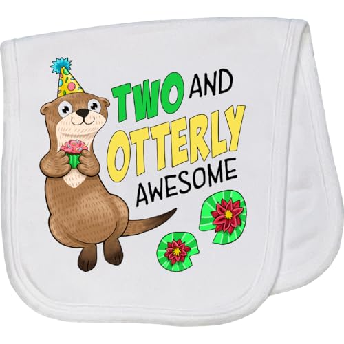inktastic 2 and Otterly Awesome- Cute Second Birthday Otter Baby Burp Cloth White 45a39
