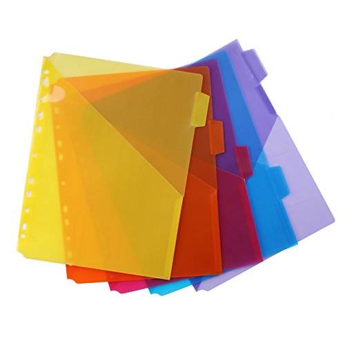 Eagle Single Pocket Plastic Divider, Letter Size, 5 Multi-Color Tabs, Built-in Name Tab Pocket, Fits for Standard 3-Ring Binders