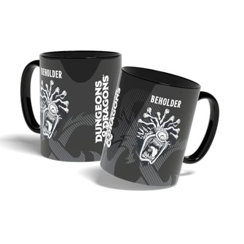 Konix Dungeons & Dragons Taza de cerámica - 320 ml - Diseño Beholder - Negro y blanco