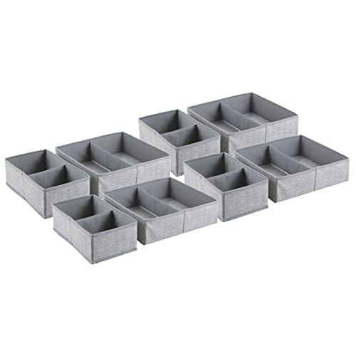 mDesign Soft Fabric Dresser Drawer and Closet Storage Organizer Bin for Bedroom - Holds Lingerie, Bras, Socks, Leggings, Clothes, Purses, Scarves, Lido Collection - 4 Pack - Gray