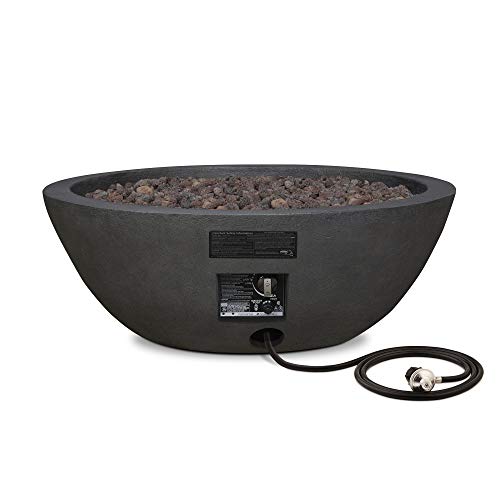 Image of Real Flame Riverside 36 inch Propane or Natural Gas Fire Pit - Stainless Steel Burners, Natural Gas Conversion Kit Included, 50,000 BTUs, Push Button Ignition - Shale