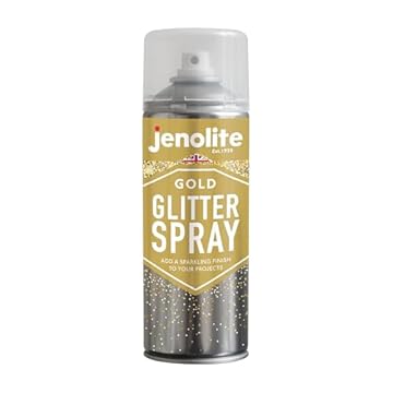 JENOLITE Gold Glitter Spray | 400ml | Clear Lacquer with Fine Glitter | Clear Sealant | Multi-Surface | Ideal for Picture Frames, Mirrors, Ornaments & Crafting