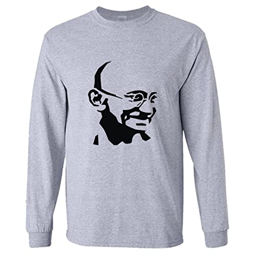 T-shirt manches longues homme gris 3XL Mahatma Gandhi vêtement hindi