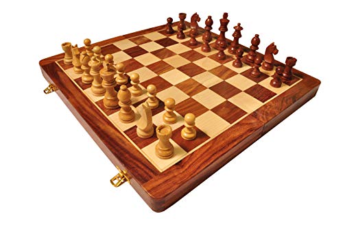 PALM ROYAL HANDICRAFTS Best Folding Wooden Handmade Chess Board Set with Non Magnetic Pieces