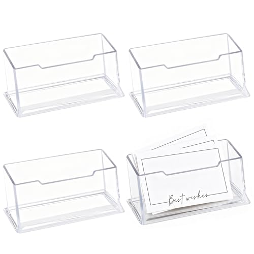 Clyndora 4-Piece Acrylic Business Card Display Set for Professional Desks Exhibitions and Office Use - Holds 30-50 Cards