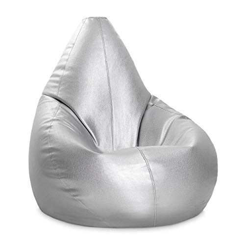 Puff Pera de auténtico tamaño XXL 125 cm de Alto y 95 cm de diámetro. Hecho de Polipiel para Interiores y Exteriores. (Gris Exterior) Cover