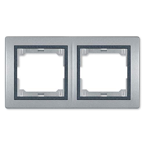 ALING-CONEL Abdeckrahmen 2-fach Prestige Line/horizontal (mit Zwischenrahmen) Silber/Graphit Cover