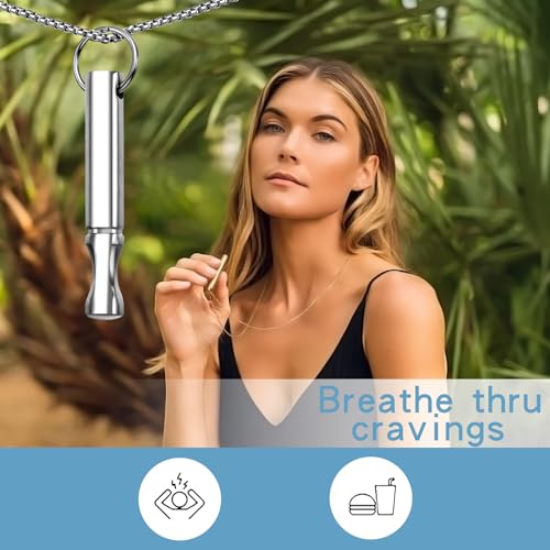 Anxiety Breathe Necklace Mindfulness Breathing Necklace Stress Relief Stainless Steel Pendant Necklace for Women Men2