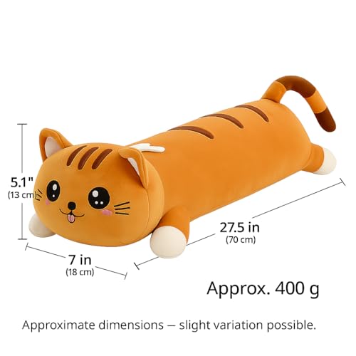 Image of cat Soft Toys and Pillow Kids, Plush Hugging Cushion, - Long Hugging Plush Toy for Kids & Girls | Ultra-Soft Sleeping Cushion | Cute Animal Stuffed Toy (60 cm) (Light Brown)