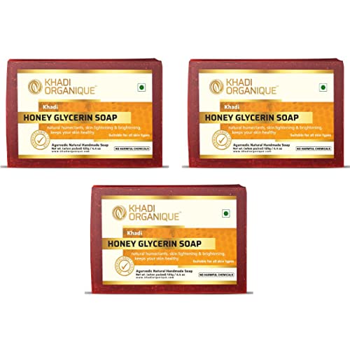 Image of Khadi Organique Handmade Honey Glycerne Soap With Essential Oil Pack Of 3