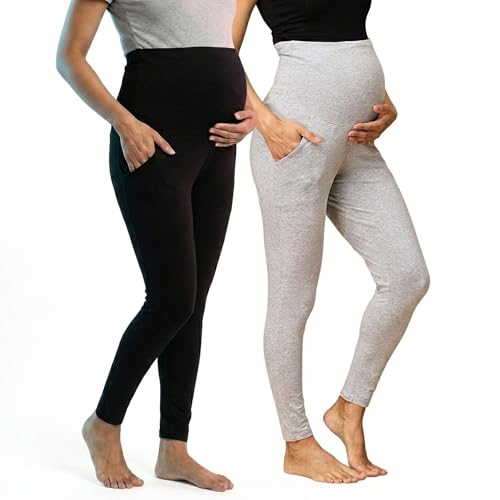 Image of The Mom Store Comfy Maternity Leggings | Comfortable | Soft | Pre and Post Pregnancy | Comfort Stretch Pregnancy Leggings for Women