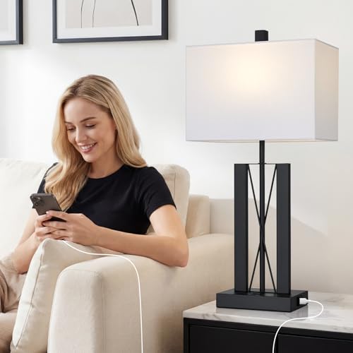 Lámparas de mesa modernas Lolikit con 2 puertos USB, juego de 2 miniatura 2