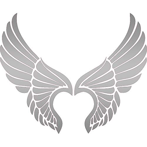 Nbfu Guardian Angel Wings Lovely Reflective Tribal 3 (Metallic Silver) (Set of 2) Premium Waterproof Vinyl Decal Stickers for Laptop Phone Accessory Helmet Car Window Bumper Mug Tuber Cup Door Wall