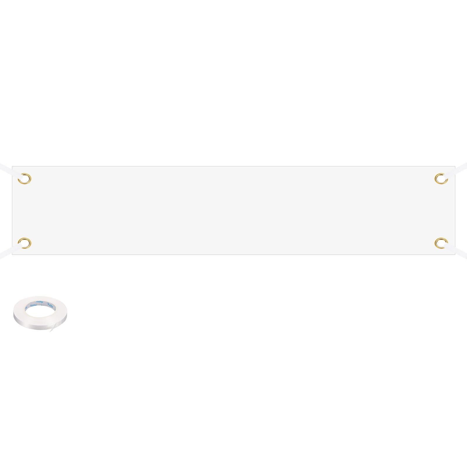 PATIKIL Blank Banners Signs to Decorate 2'x10' Sublimation White Banner with Hanging Rope for Business Outside Outdoor Wall