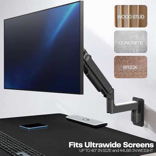 Image of VIVO Premium Ultrawide Monitor Counterbalance Wall Mount for 40 inch Screens up to 44 lbs, Full Motion, Max VESA 100x100, Black, MOUNT-V100E