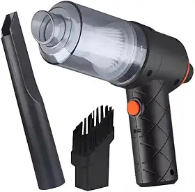Aspirador de Pó e Soprador 2 em 1 *Premium* - Portátil - Multifuncional Sem Fio Recarregável USB Ideal Para Limpeza de Carro, Sala, Cozinha, Quarto, Banheiro, Escritório (Preto)