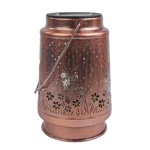 Ieron Hummingbird Solar Lantern,Outdoor Garden Hanging Solar Lights,Metal Garden Ornaments Outdoor Waterproof LED Solar Garden Lights for Patio Yard Lawn Backyard Porch - Image 2