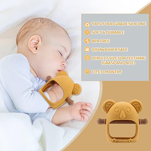 image for Qkie Koala Teether Toy Glue-Free Handle Baby Wrist Teether Anti-Droppi